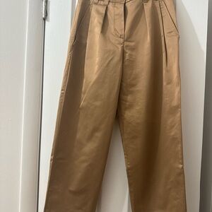 Brunello Cucinelli Caramel Pleated High-Rise Trousers